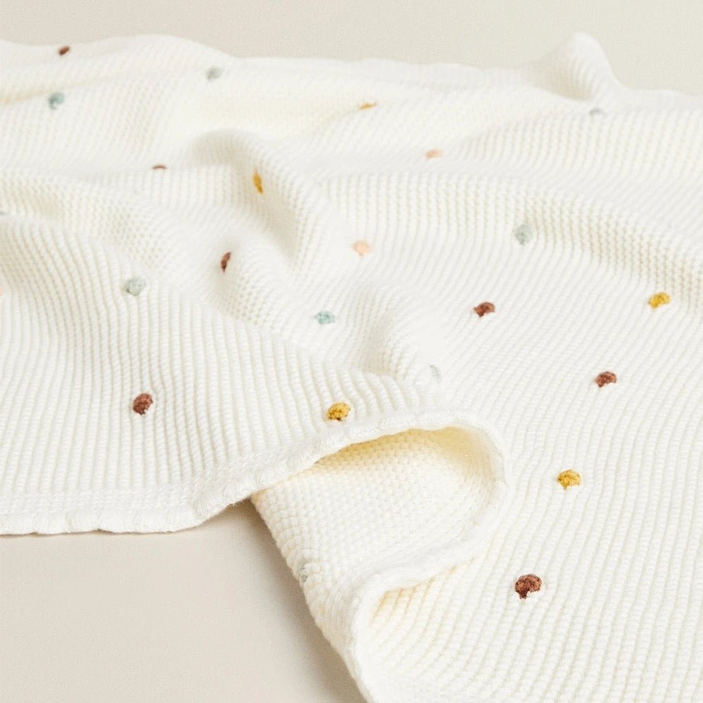 Blue & Multicolour Dot Confetti Cotton Blanket - Pepper Tree Kids