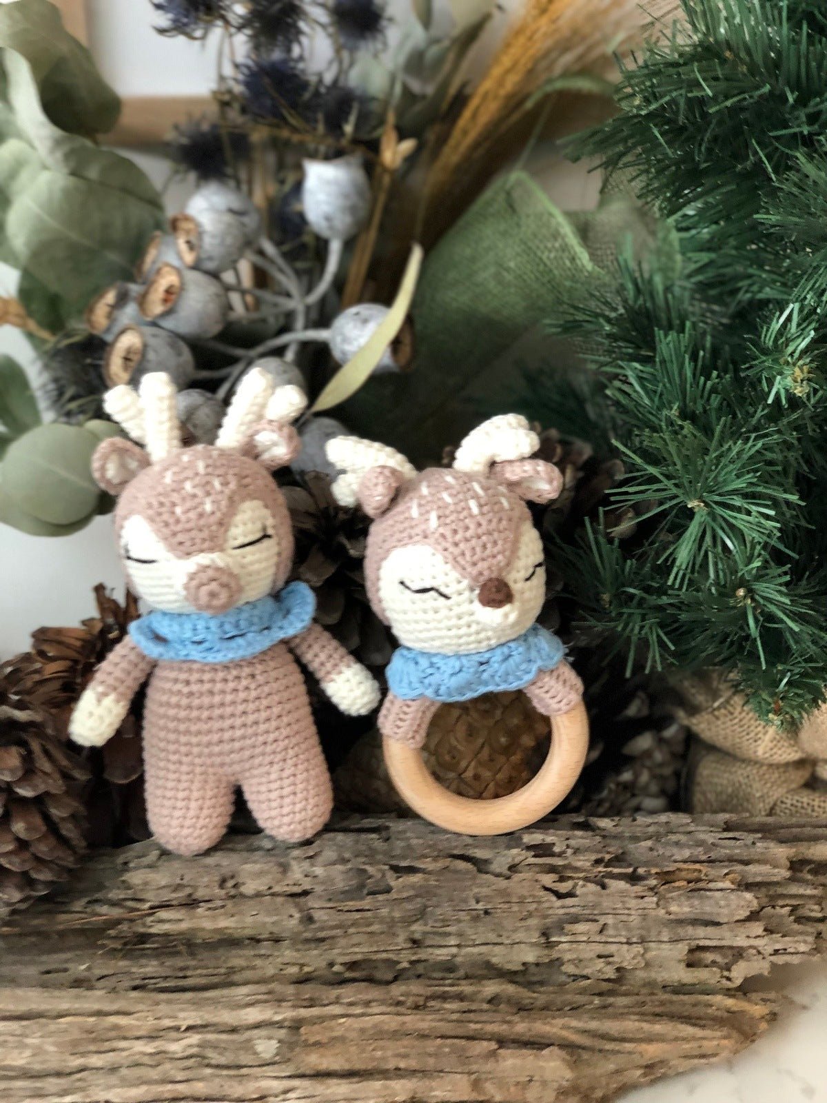 Blue Reindeer Doll & Rattle - Pepper Tree Kids - Pepper Tree Kids