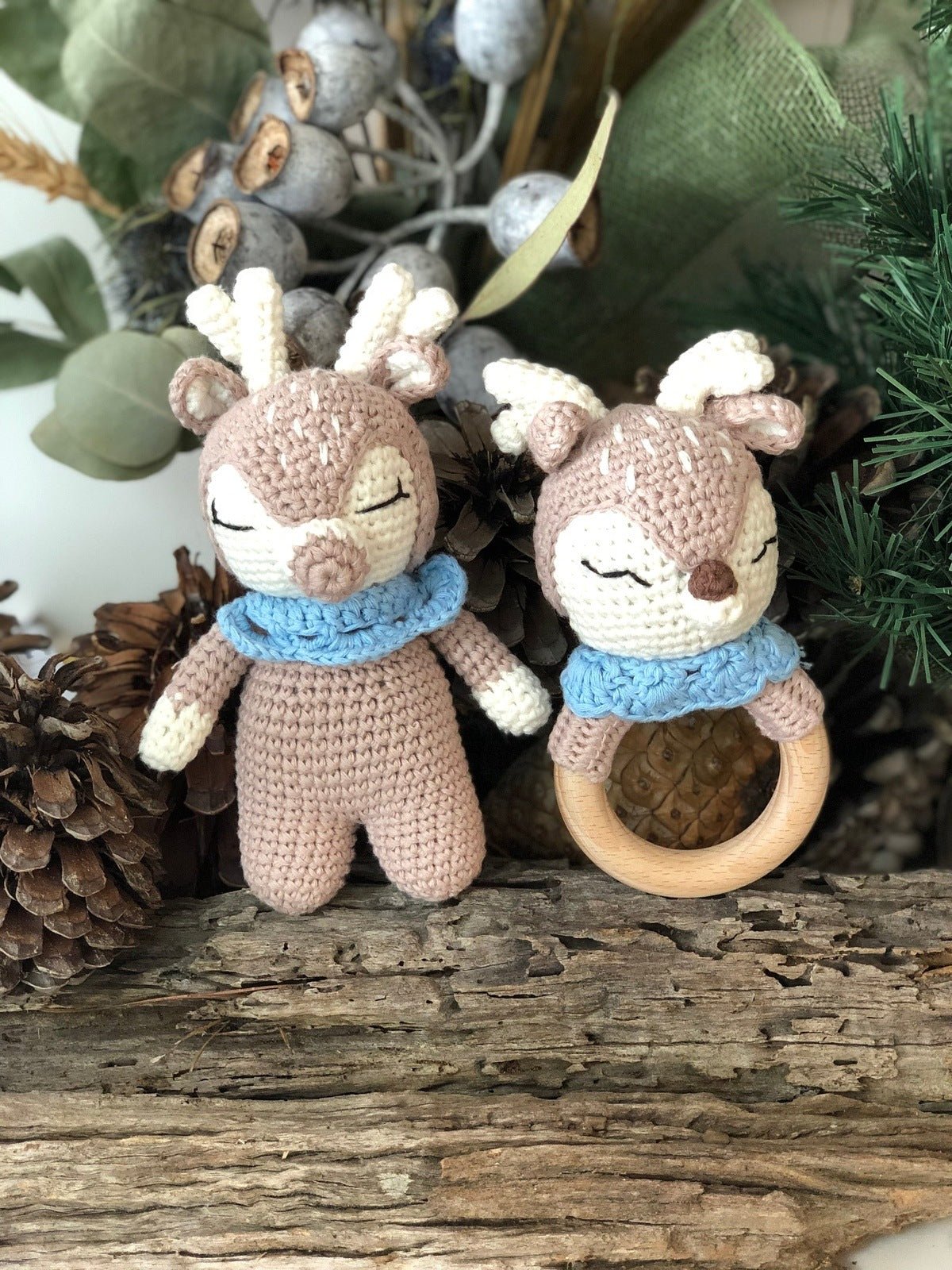 Blue Reindeer Doll & Rattle - Pepper Tree Kids - Pepper Tree Kids