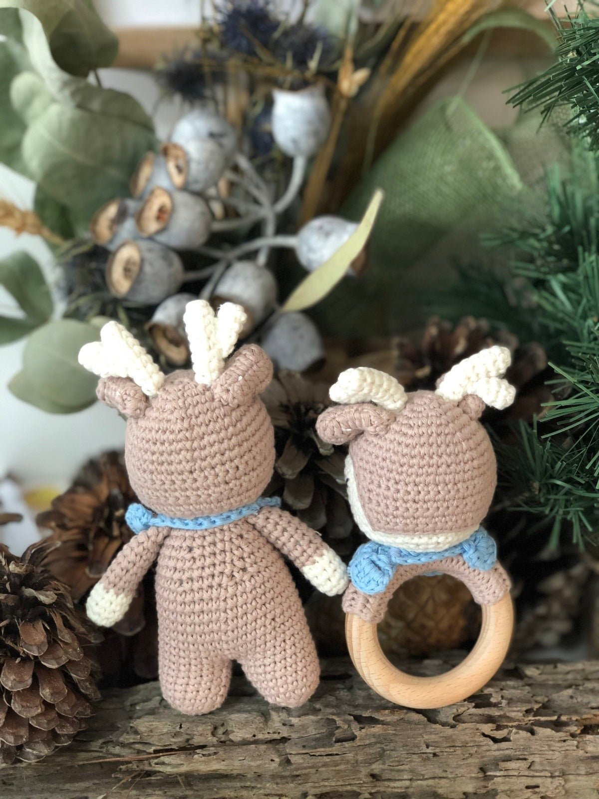 Blue Reindeer Doll & Rattle - Pepper Tree Kids - Pepper Tree Kids