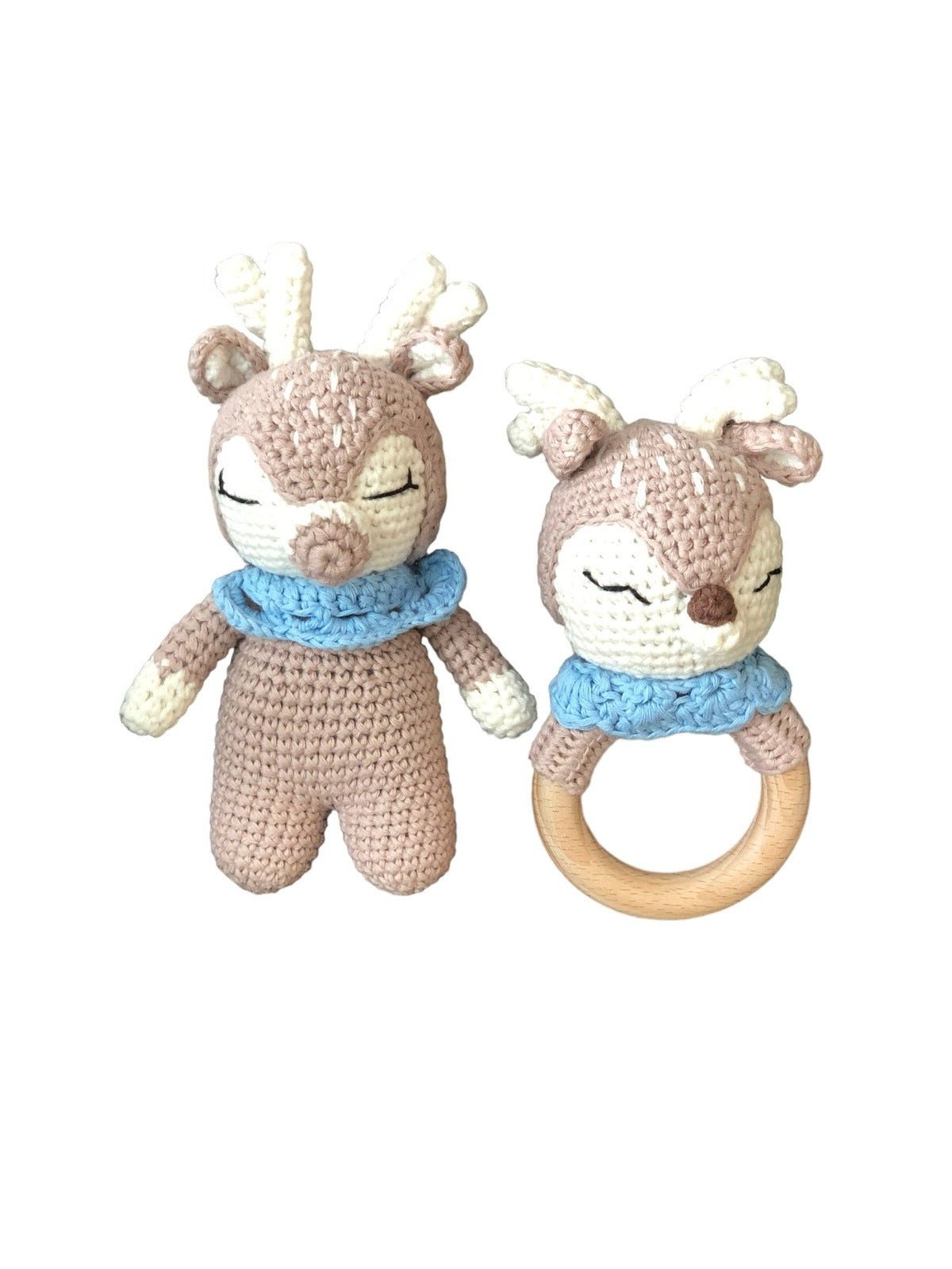 Blue Reindeer Doll & Rattle - Pepper Tree Kids - Pepper Tree Kids