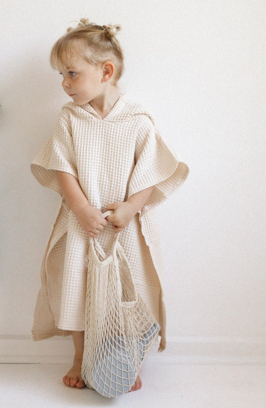 Cream Waffle Poncho - Pepper Tree Kids - Pepper Tree Kids