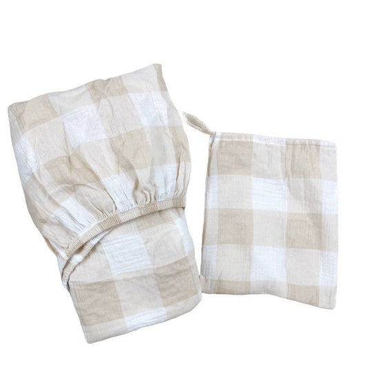 Gingham Organic Cotton Cot Sheets - Pepper Tree Kids