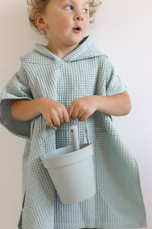 Green Waffle Poncho - Pepper Tree Kids - Pepper Tree Kids