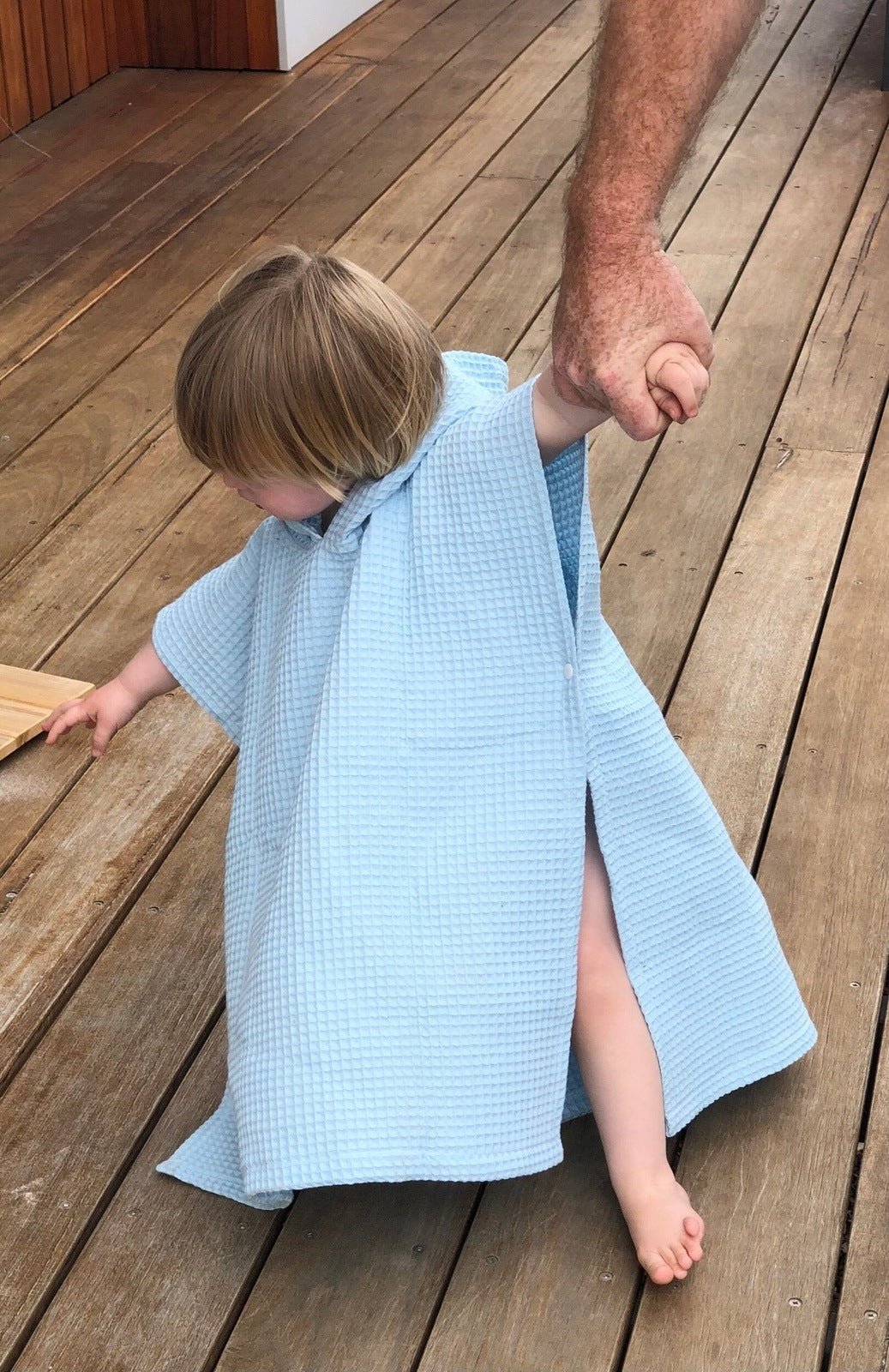 Light Blue Waffle Ponchos - Pepper Tree Kids - Pepper Tree Kids