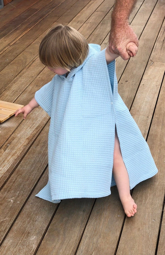 Light Blue Waffle Ponchos - Pepper Tree Kids - Pepper Tree Kids