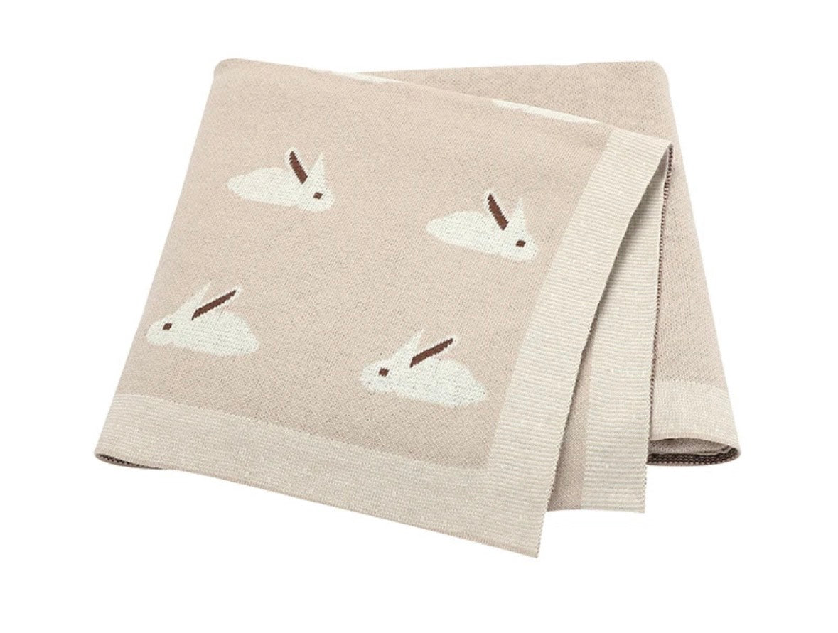 Oatmeal Bunny Blanket - 100% Knitted Cotton - Pepper Tree Kids