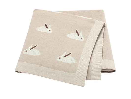 Oatmeal Bunny Blanket - 100% Knitted Cotton - Pepper Tree Kids