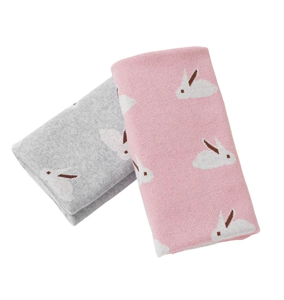 Pink Bunny Blanket - 100% Knitted Cotton - Pepper Tree Kids