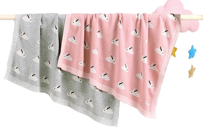 Pink Bunny Blanket - 100% Knitted Cotton - Pepper Tree Kids