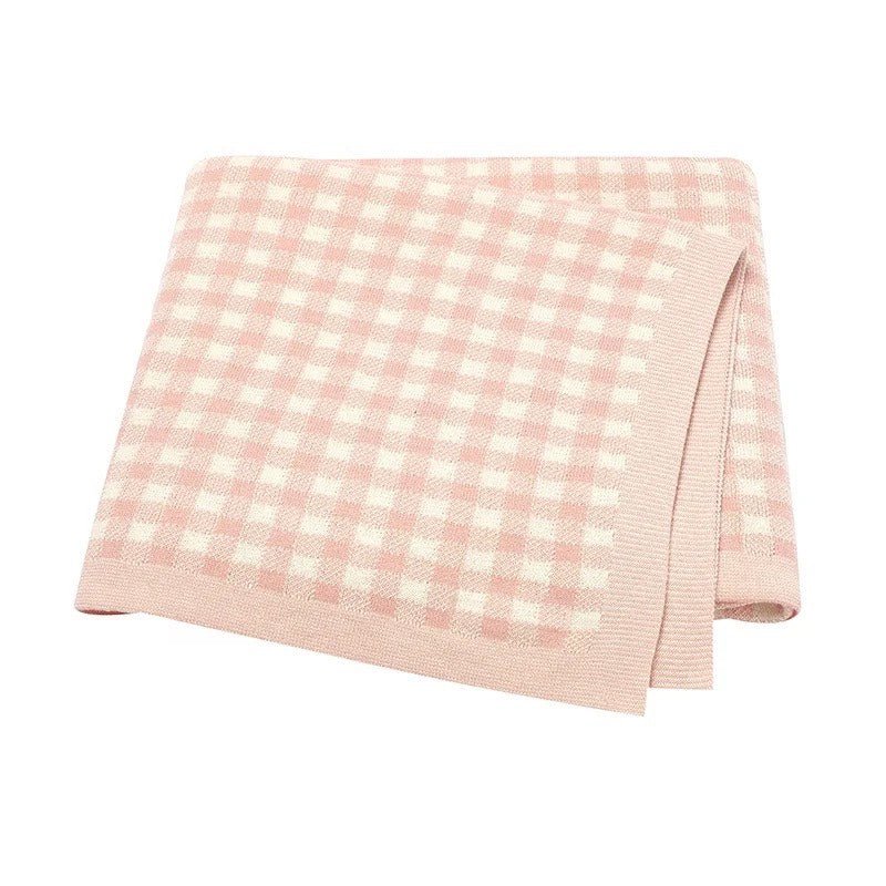 Pink Gingham Blanket - 100% Knitted Cotton - Pepper Tree Kids