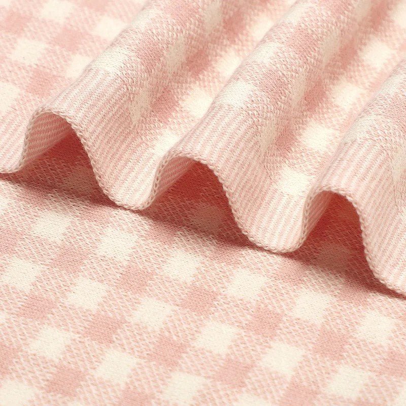 Pink Gingham Blanket - 100% Knitted Cotton - Pepper Tree Kids