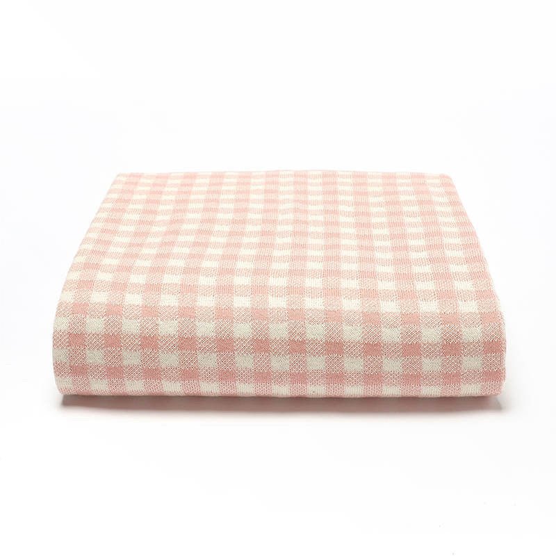 Pink Gingham Blanket - 100% Knitted Cotton - Pepper Tree Kids