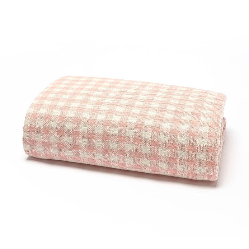 Pink Gingham Blanket - 100% Knitted Cotton - Pepper Tree Kids