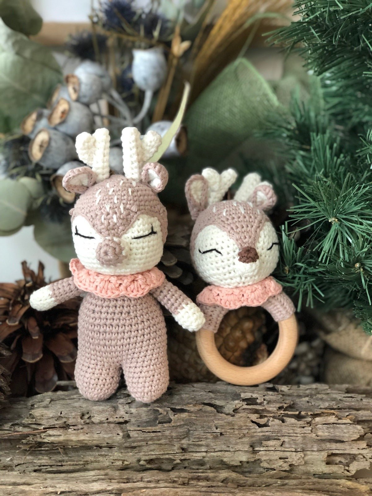 Pink Reindeer Doll & Rattle - Pepper Tree Kids - Pepper Tree Kids