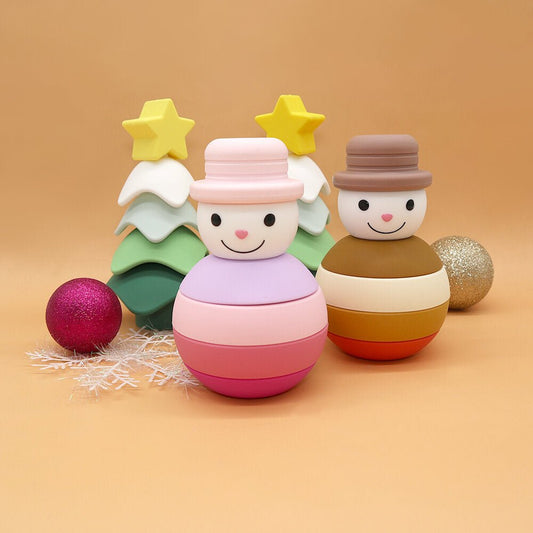 Pink Snowman Stacker - Pepper Tree Kids - Pepper Tree Kids