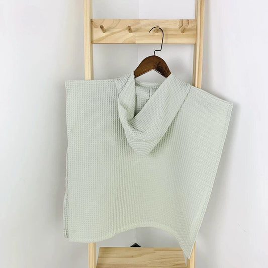 Pistachio Green Waffle Poncho - Pepper Tree Kids - Pepper Tree Kids