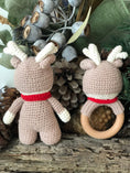 Load image into Gallery viewer, Red Crochet Reindeer Doll & Rattle - Pepper Tree Kids - Pepper Tree Kids
