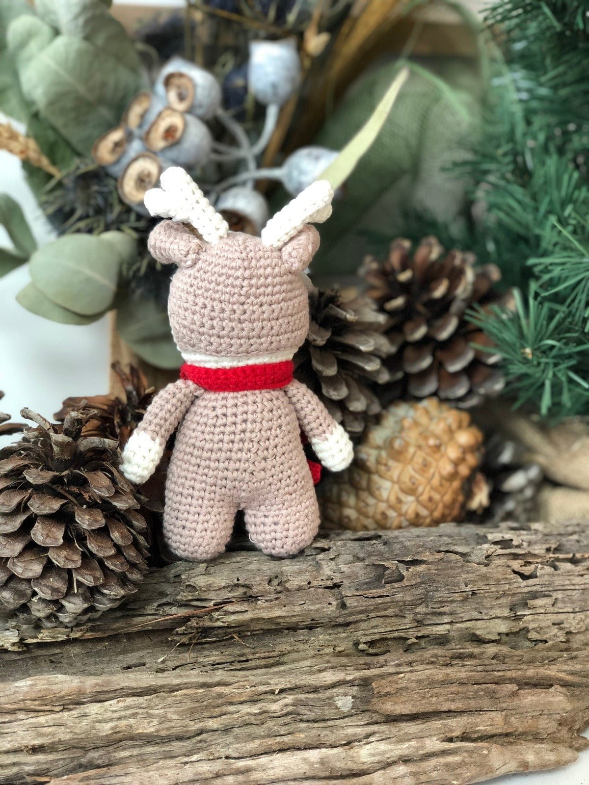 Red Crochet Reindeer Doll & Rattle - Pepper Tree Kids - Pepper Tree Kids